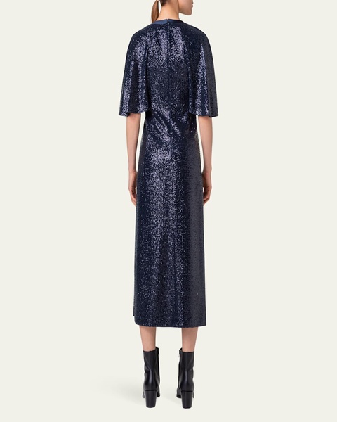 Sequin Jersey Cape Dress