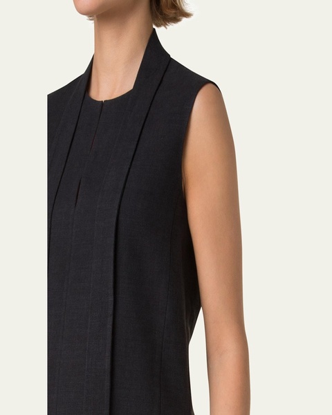 Neck-Tie Stonewash Twisted Linen-Blend Sleeveless Blouse