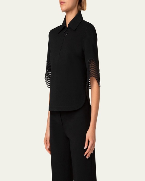 Waved Lace Borders Polo Jersey Shirt