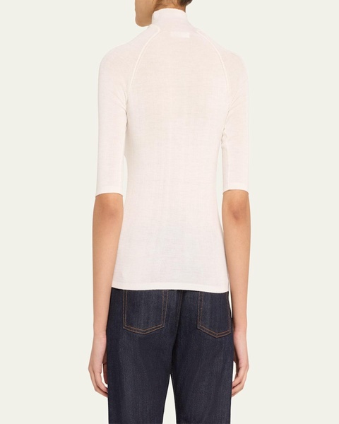 Elbow-Sleeve Turtleneck Sweater