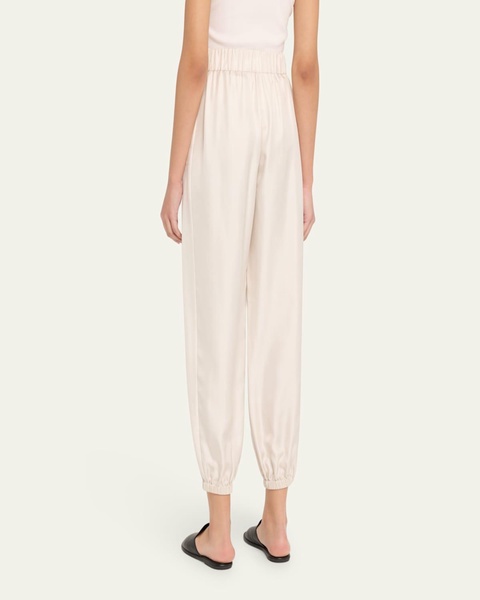 High-Rise Tapered Silk Twill Trousers