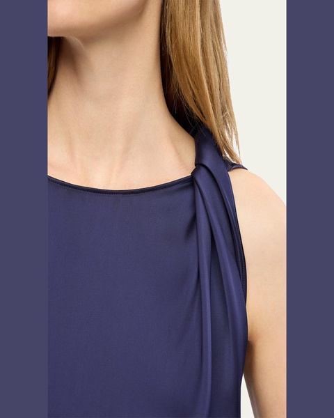 Twisted-Shoulder Satin Tank Top
