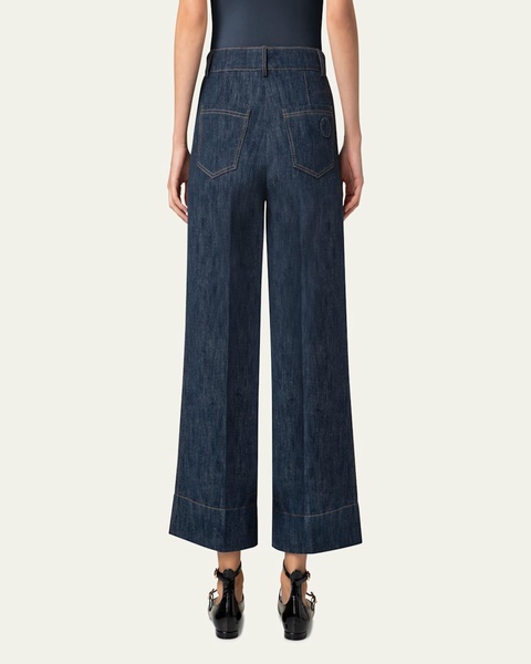 Chiara Wide Leg Cotton Wool Denim Pants