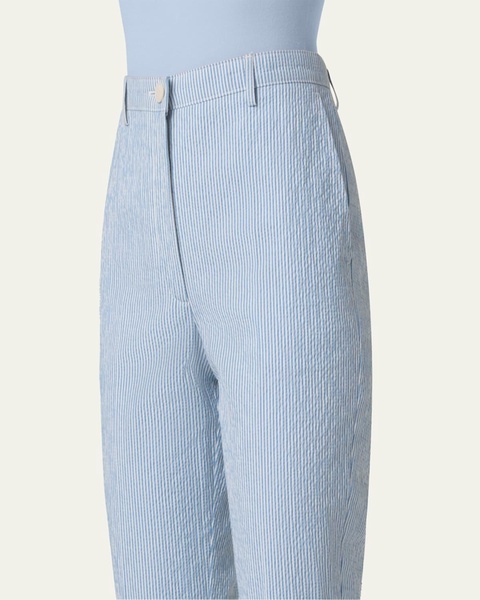Freda Seersucker Striped Tapered-Leg Pants