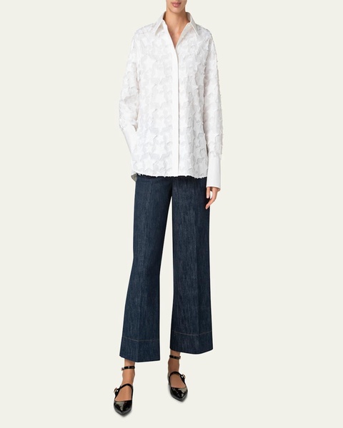 3D Star Cotton Poplin Blouse