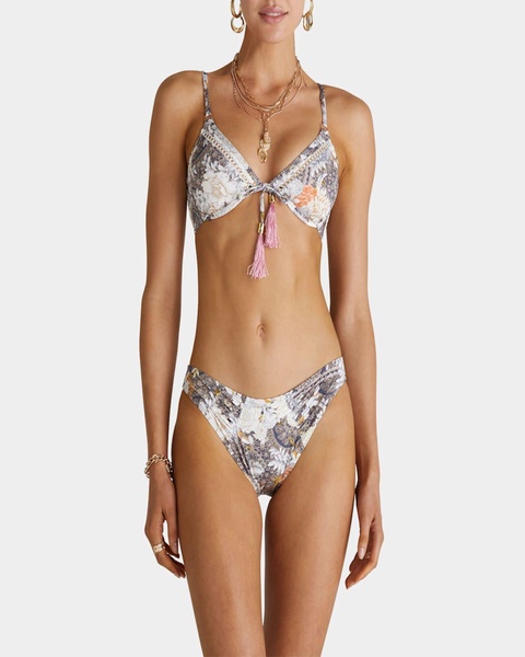 Crawford Floral Tassel-Tie Bikini Top
