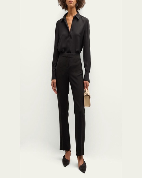 Scottie Silk Button-Down Blouse