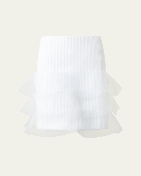 Ruffle-Trim Ribbed Mini Skirt