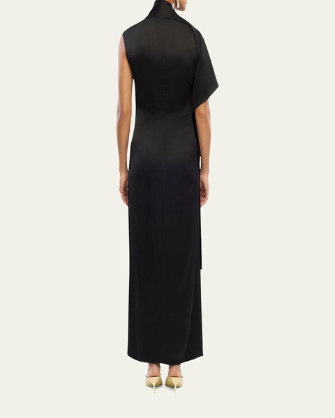 Scarf Satin Maxi Dress