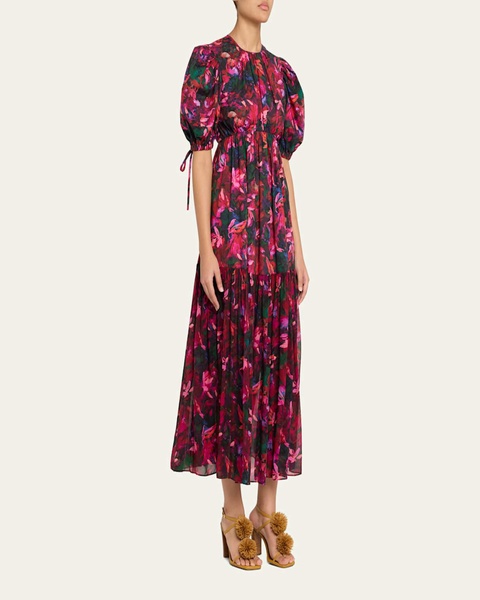 Collage Hibiscus Midi Dress