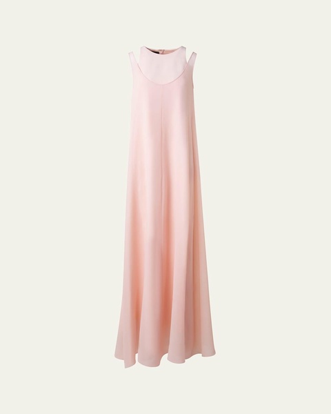 Layered Shoulder Cutout Silk Gown