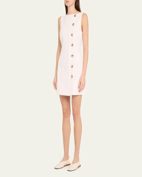 Olympia Button-Front Crinkle Mini Dress