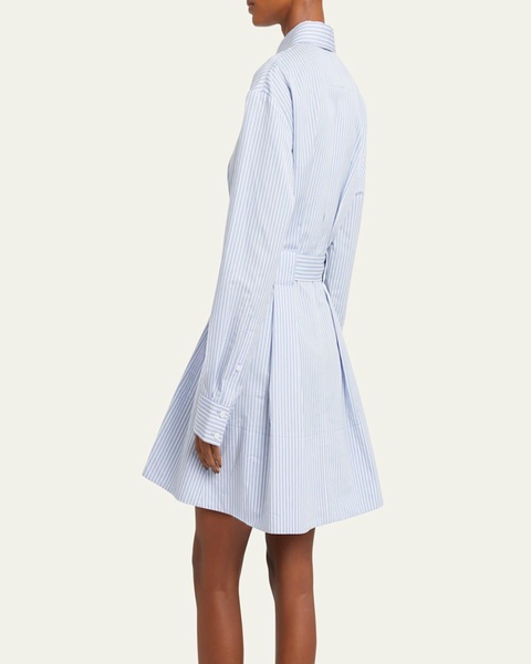 Violan Stripe Belted Poplin Mini Dress