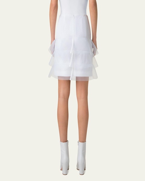 Ruffle-Trim Ribbed Mini Skirt