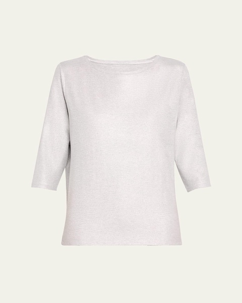 Soft Touch 3/4-Sleeve Metallic Jersey T-Shirt