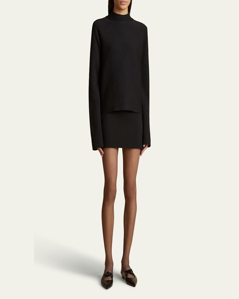 Calliope Mock Neck Wool-Blend Top