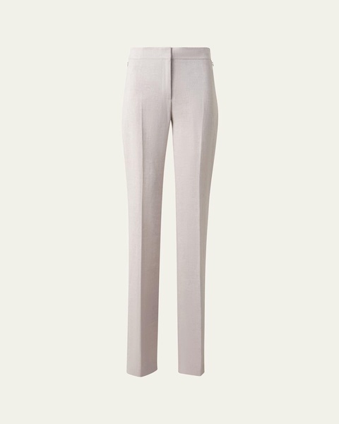 Carl Twisted Linen Double-Face Straight-Leg Pants