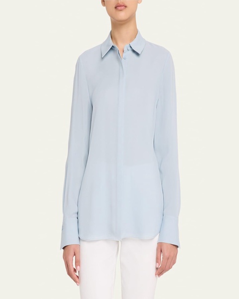 Scottie Silk Button-Down Blouse