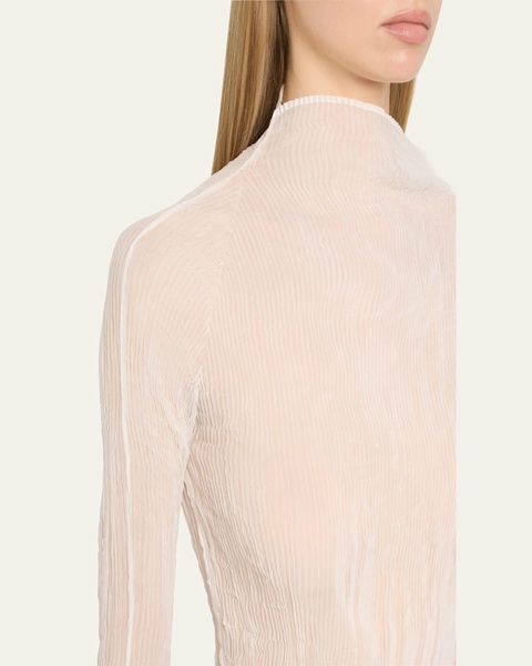 Chiffon Twist Crinkled Turtleneck Top