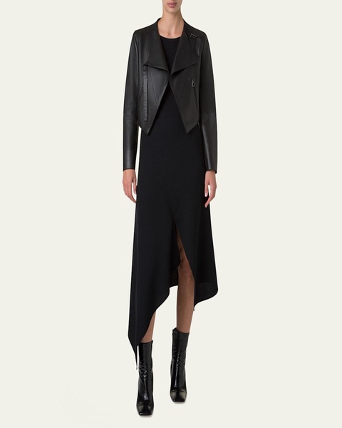 Nappa Leather Crop Moto Jacket