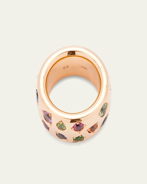 Iconica Maxi 18K Rose Gold Ring with Multicolor Gemstones