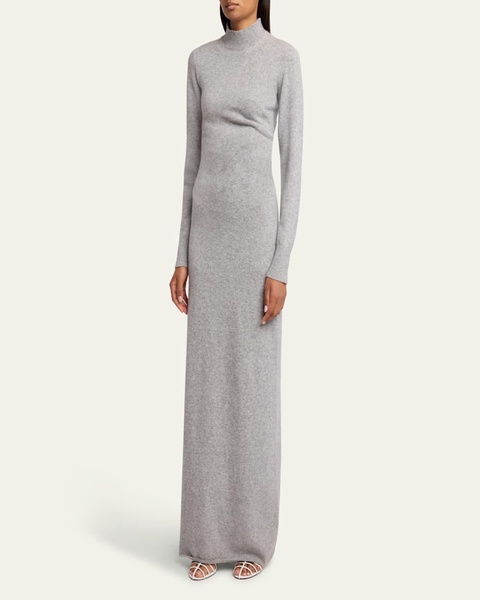 Annette Long-Sleeve Cashmere Silk Maxi Dress