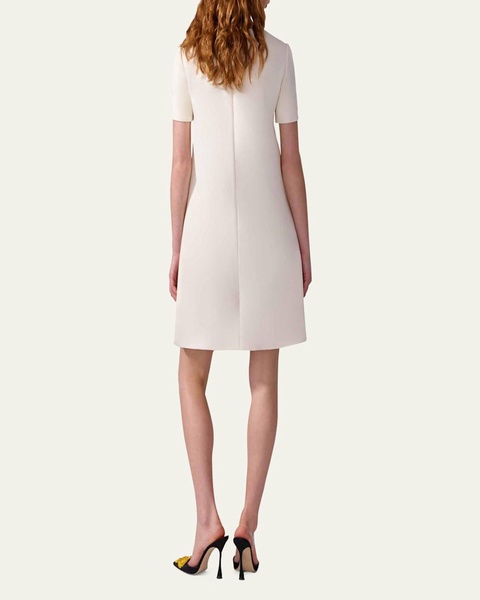 Embellished Wool A-Line Shift Mini Dress