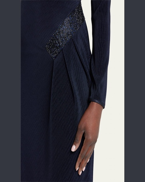 Jersey Dress w/ Beaded Hip Detail
