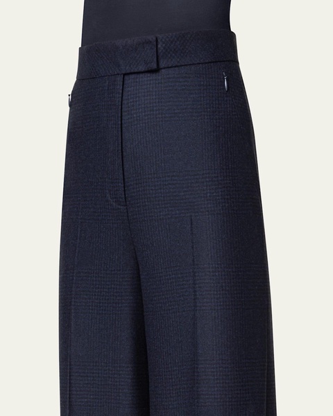 Floretta Prince of Wales Wide Leg Wool Trousers