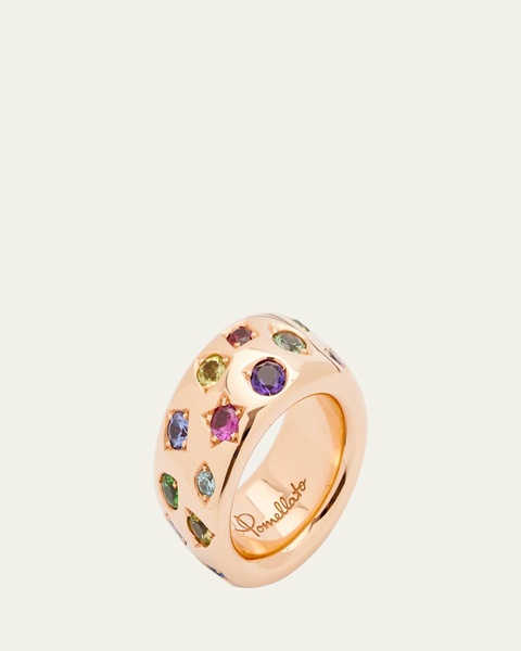Iconica Maxi 18K Rose Gold Ring with Multicolor Gemstones