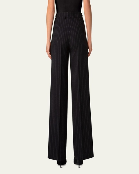 Pinstripe Straight Wool Trousers