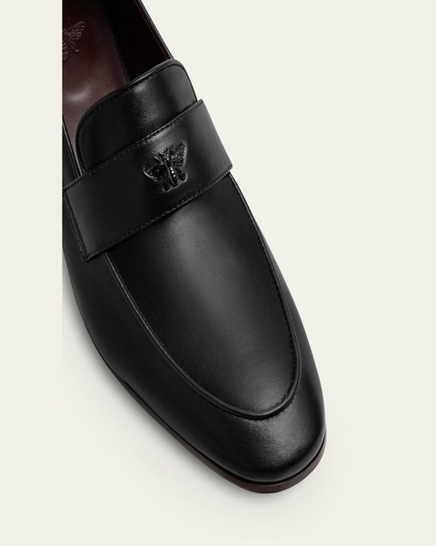 Leather Medallion Heeled Loafers