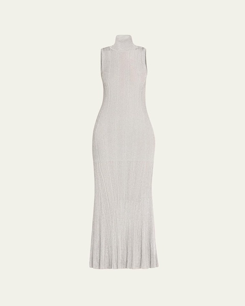 Arden Metallic Knit Turtleneck Maxi Dress