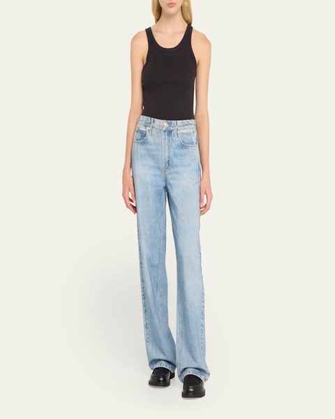 Long Ribbed Cotton Tank Top