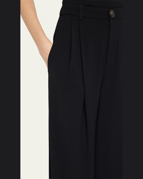 Drop-Waist Pleated Crepe Trousers