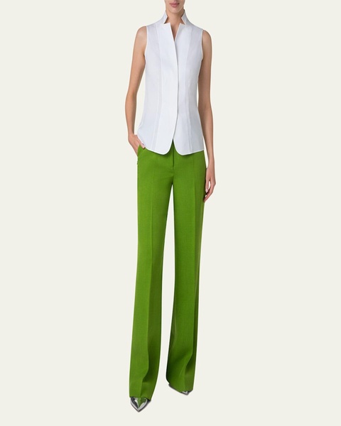 Fior Silk Viscose Shantung Wide Leg Pants