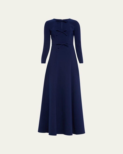 Triple Bow Keyhole Long-Sleeve Gown