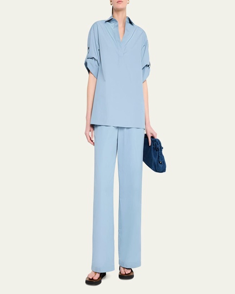 Riverside Wide-Leg Organic Cotton Poplin Pants