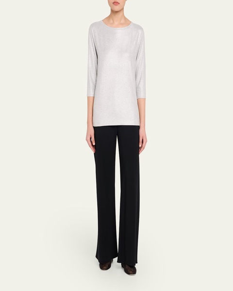 Soft Touch 3/4-Sleeve Metallic Jersey T-Shirt