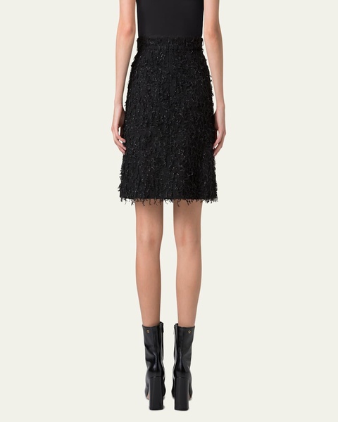 Short Sequined Fringe Boucle Skirt