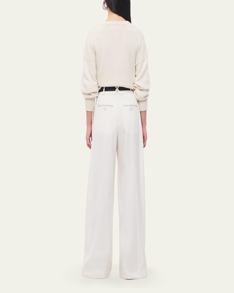 Pleated Wide Leg Wool Trousers