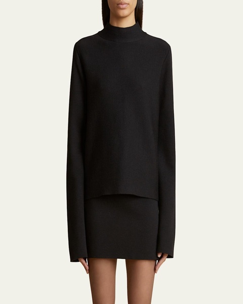 Calliope Mock Neck Wool-Blend Top