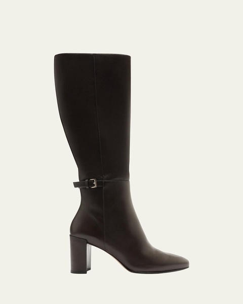 Candance Leather Buckle Knee Boots