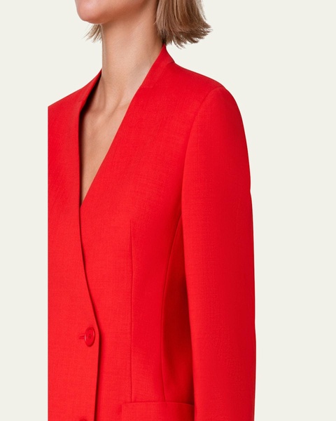 Trinity Collarless Wool Blazer Jacket