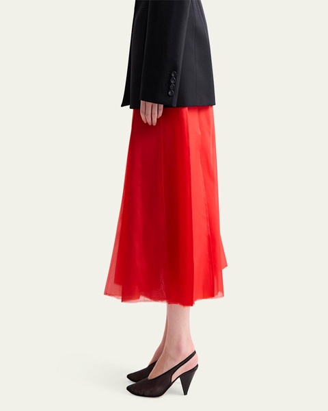 Dex Pleated Silk Midi Skirt
