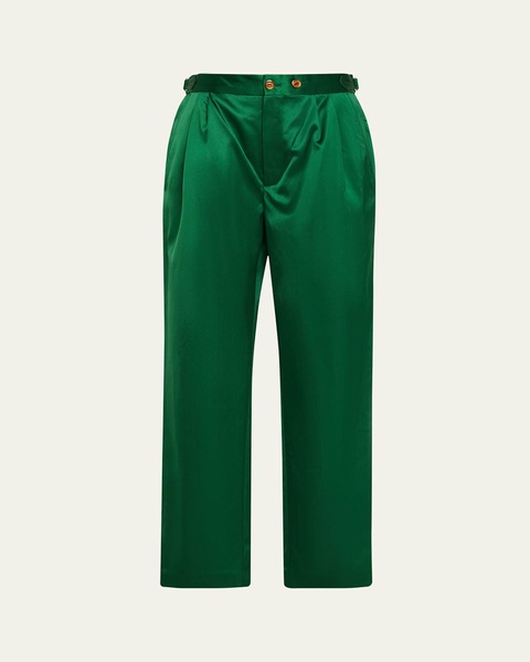 Men's Pleated Satin Trousers