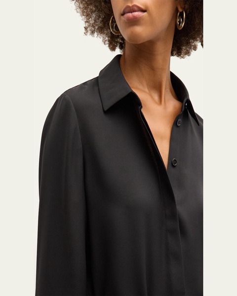 Scottie Silk Button-Down Blouse