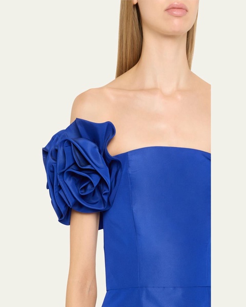 Off-Shoulder Flower Column Gown