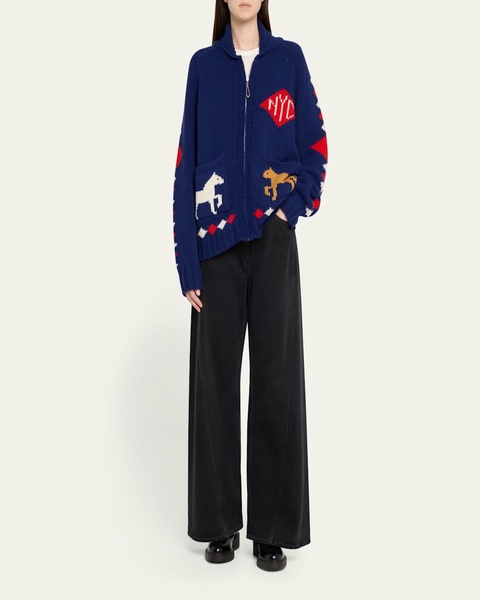 Diamond Corral Horse Merino Wool Cardigan