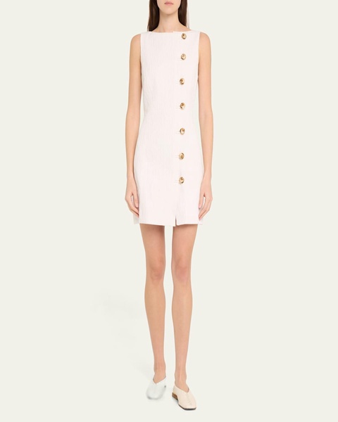 Olympia Button-Front Crinkle Mini Dress